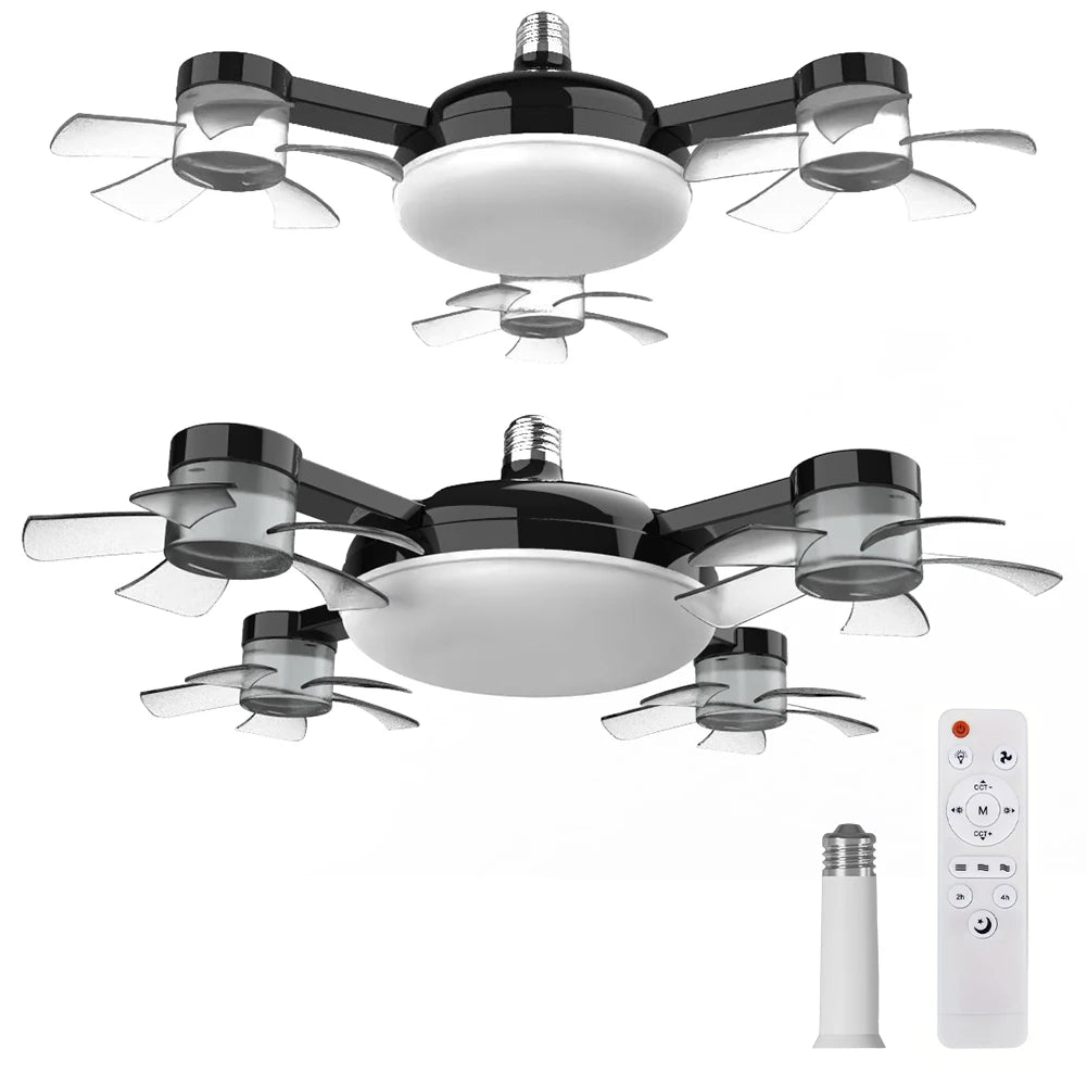 Universal Dimming Drone Fan with LED Light Remote Control Silent Ceiling Drone Fan 3 Gears for Dining Room Bedroom Living Room