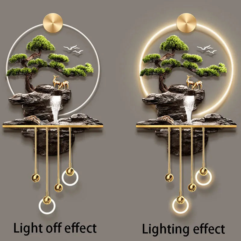 Interior Items Decorative Wall Lamp Modern LED Elk Crystal Porcelain Mural Light Living Room Hanging Paintings Lighting Home