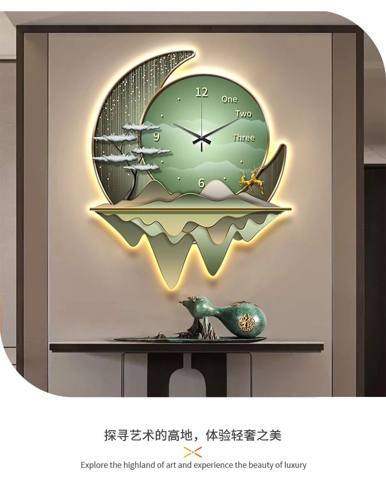 Luxury Light Creative Clock Wall Lamps Kitchen Table Decoration Painting Living Room Silent Background Lustre Home Mural Lights