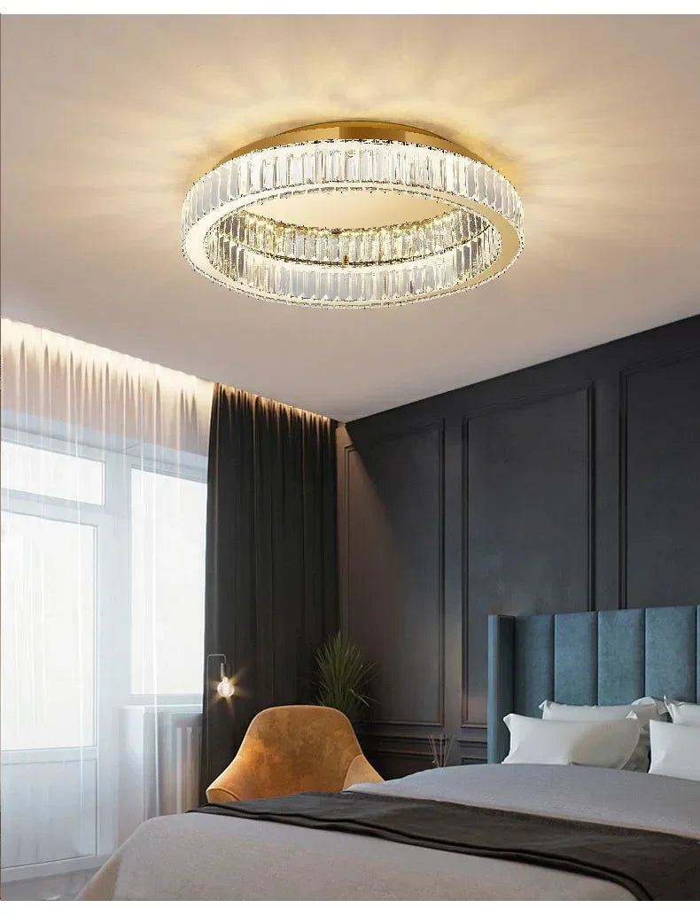 Nordic LED Crystal Circle Ceiling Lamp Chandeliers Lighting for Living Room Bedroom Home Indoor Decor Lampara techo Luminaire