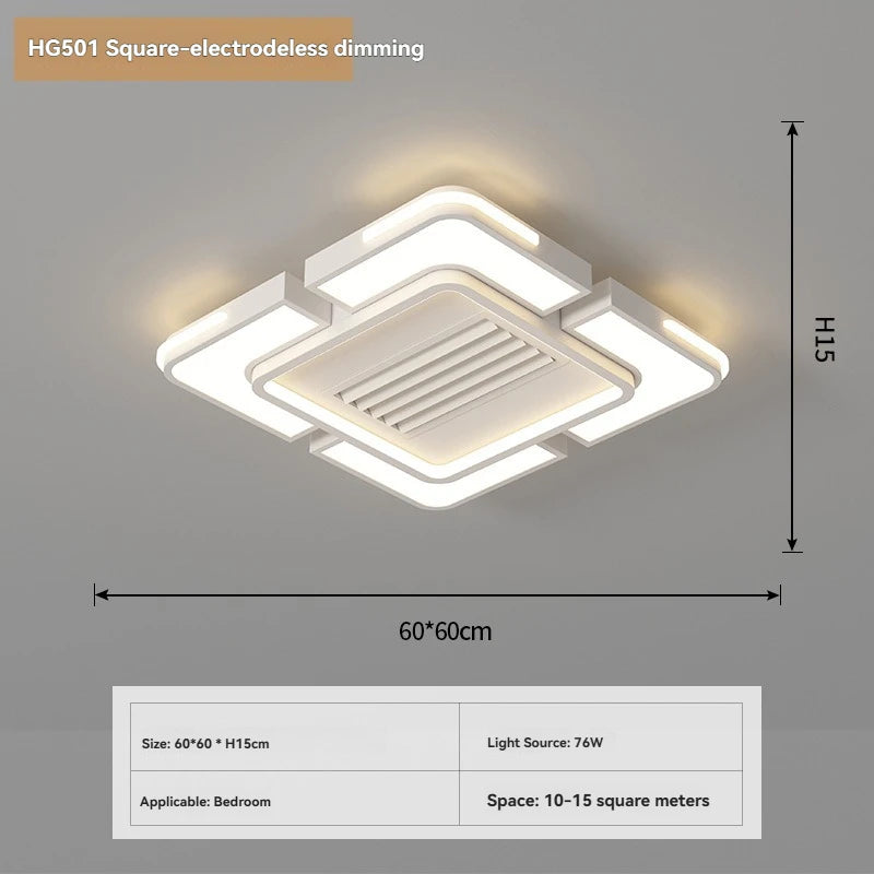 New Ceiling Fan Bladeless with Light Living Dining Room Cold Warm Mode LED Invisible Ceiling Fan Lamp Remote Control Bedroom