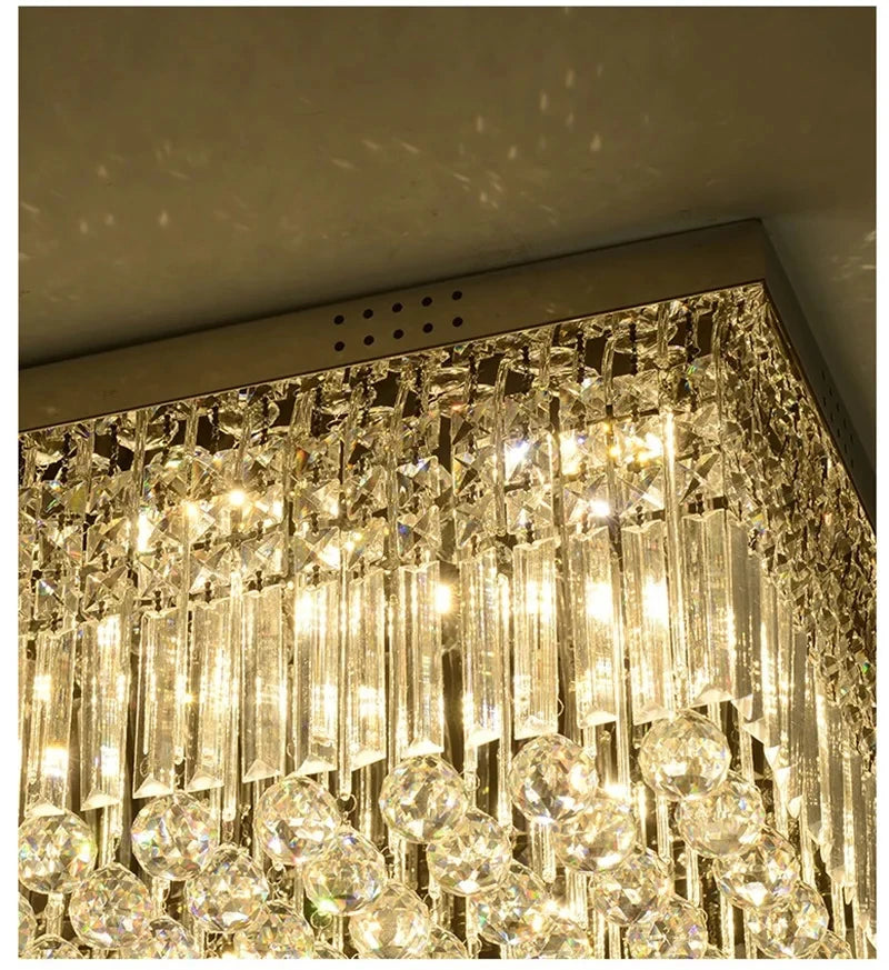 Rectangular and Square Luxurious Villa Living Room Lamp LED Crystal Ceiling Lamp Modern Restaurant Bedroom Home Decor Fixtures