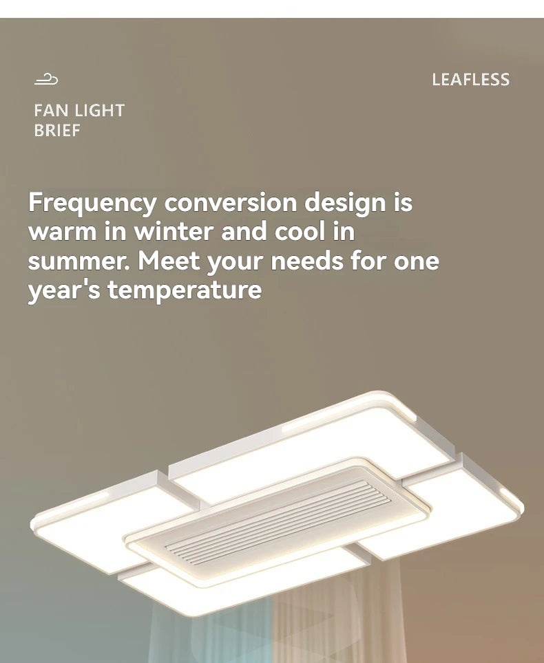 New Ceiling Fan Bladeless with Light Living Dining Room Cold Warm Mode LED Invisible Ceiling Fan Lamp Remote Control Bedroom