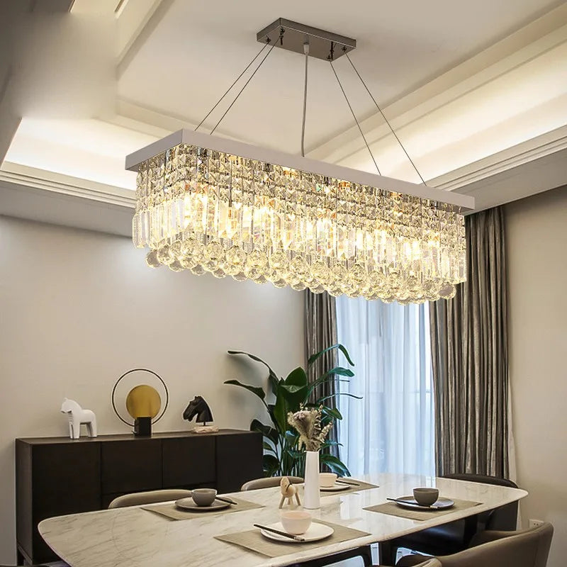 LED Crystal Chandelier Modern Dining Pendant Home Lamp Hanging Living Woonkamer Dining Room Household Lights For Bedroom Kitchen