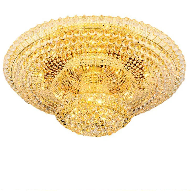Luxury Continental Circular Golden Living Room Lobby Restaurant Crystal Hotel Decoration Elegant Ceiling Lamp Ceiling Chandelier