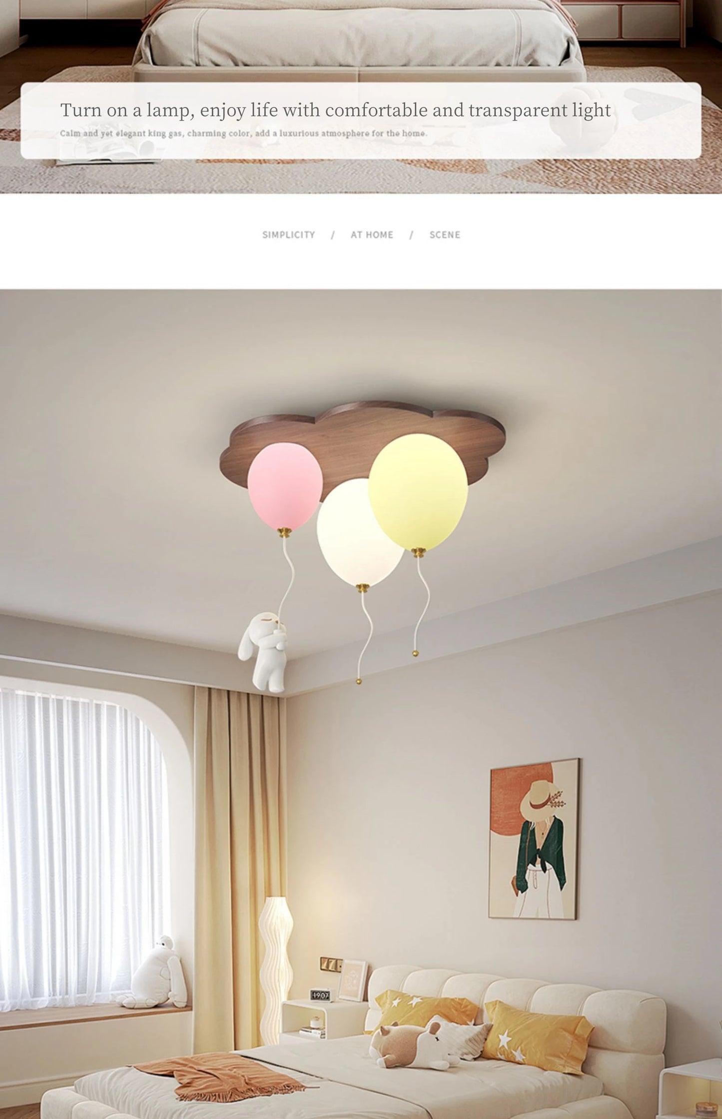 Modern Balloon LED Ceiling Lights Wooden For Children's Room Decoration Baby's Boy Girl Bedroom Lustre Creative Chandelier Lamp