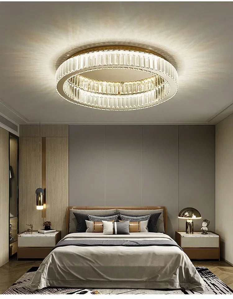 Nordic LED Crystal Circle Ceiling Lamp Chandeliers Lighting for Living Room Bedroom Home Indoor Decor Lampara techo Luminaire
