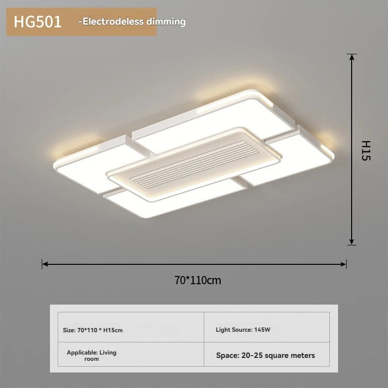 New Ceiling Fan Bladeless with Light Living Dining Room Cold Warm Mode LED Invisible Ceiling Fan Lamp Remote Control Bedroom