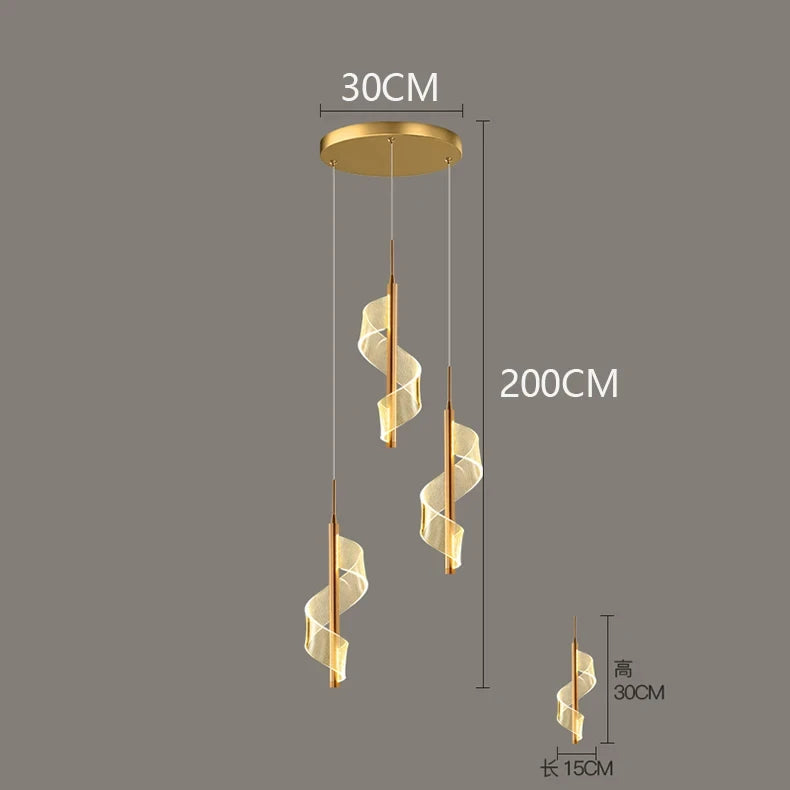 Modern LED Staircase Chandelier Living Room Villa Hall Light Luxury Long Line Spiral Duplex Building Nordic Simple Chandelier