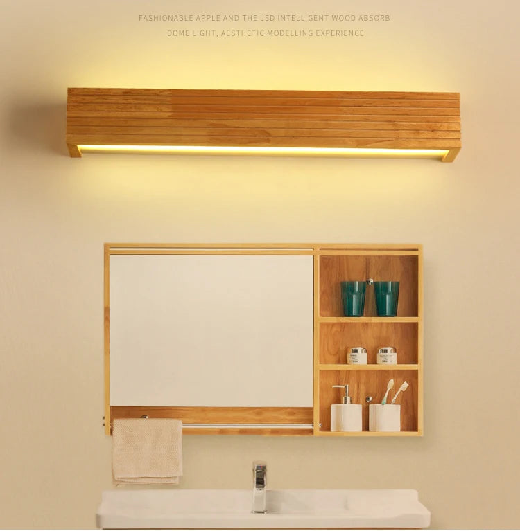 Modern Solid Wooden LED Wall Lamps Linear Nordic Corridor Bedroom Decoration Bathroom Mirror Indoor Lighting Home Living Room