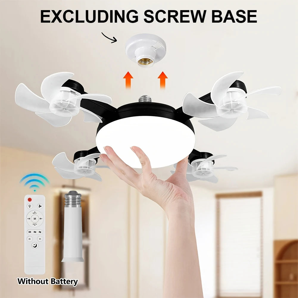 Universal Dimming Drone Fan with LED Light Remote Control Silent Ceiling Drone Fan 3 Gears for Dining Room Bedroom Living Room