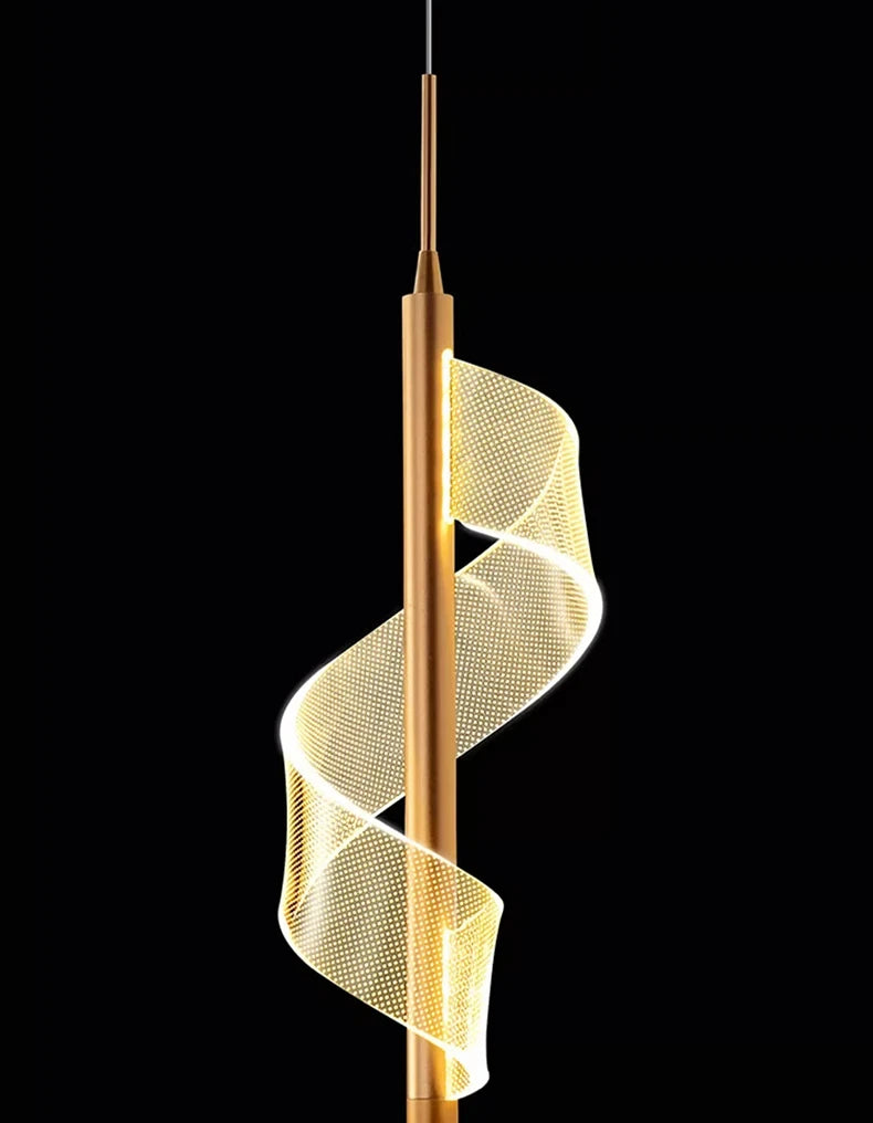 Modern LED Staircase Chandelier Living Room Villa Hall Light Luxury Long Line Spiral Duplex Building Nordic Simple Chandelier