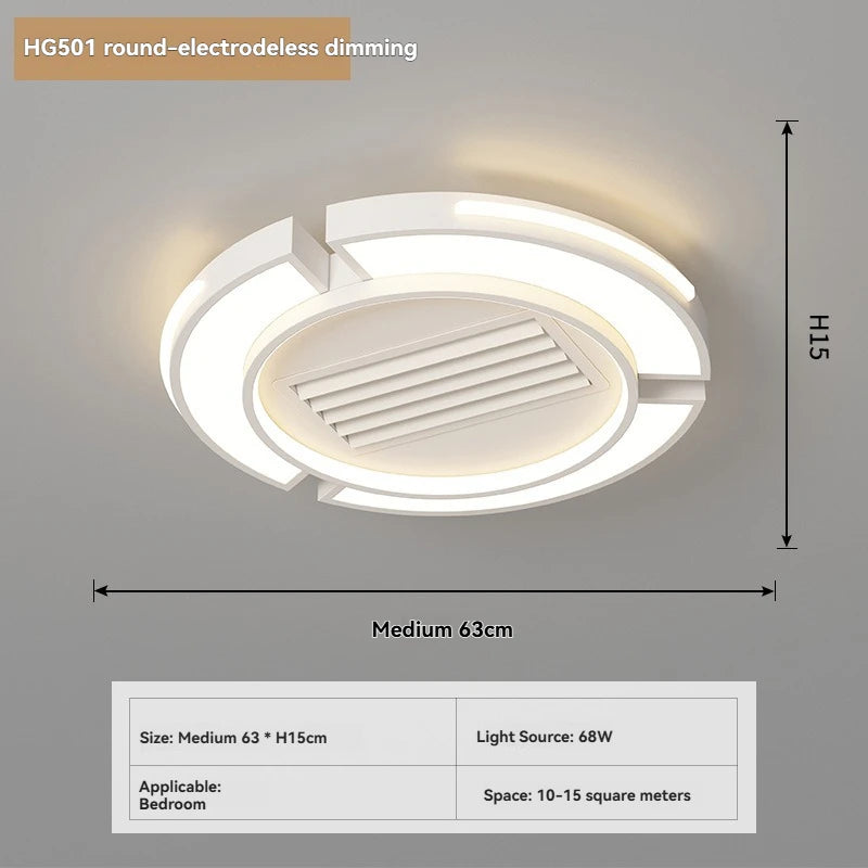 New Ceiling Fan Bladeless with Light Living Dining Room Cold Warm Mode LED Invisible Ceiling Fan Lamp Remote Control Bedroom