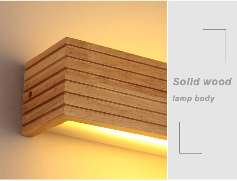 Modern Solid Wooden LED Wall Lamps Linear Nordic Corridor Bedroom Decoration Bathroom Mirror Indoor Lighting Home Living Room