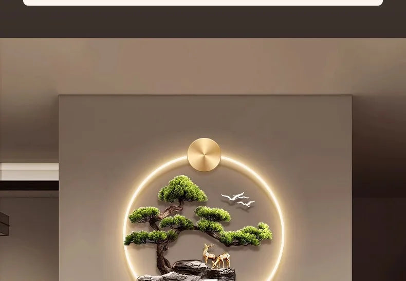 Interior Items Decorative Wall Lamp Modern LED Elk Crystal Porcelain Mural Light Living Room Hanging Paintings Lighting Home