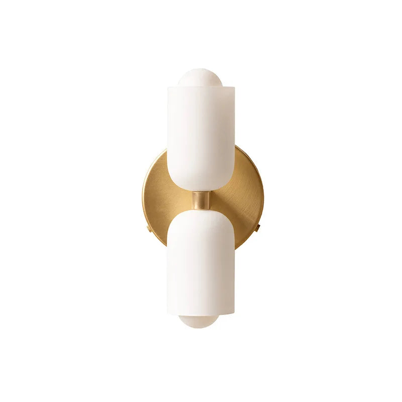French Cream Wind Wall Lamp Double Headed Bedroom Living Room Master Bedroom High Grade Medieval Staircase Design Glass Lamp