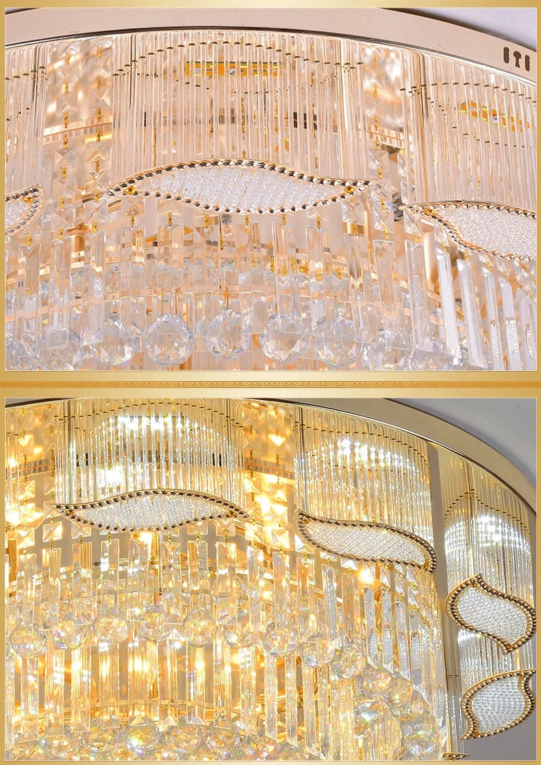 Modern Gold Square Circular Led Crystal Ceiling Lamp Living Room Hall Bedroom for Hotel  Luxurious Plafondlamp Ceiling Lights