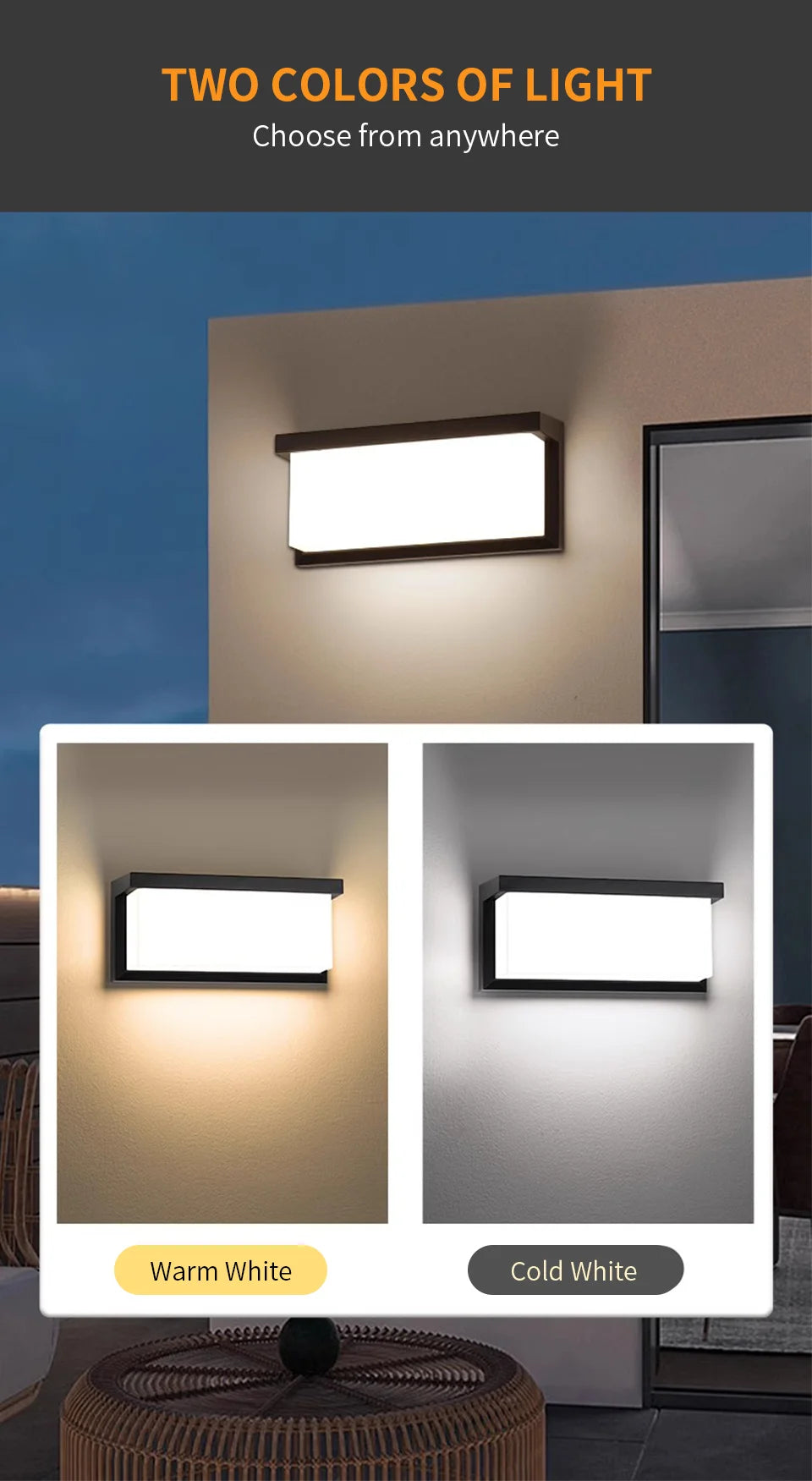 LED Outdoor Wall Light Lamp PIR Motion Sensor AC85-265V ABS Waterproof Modern Indoor Home Balcony Porch Garden Decoration