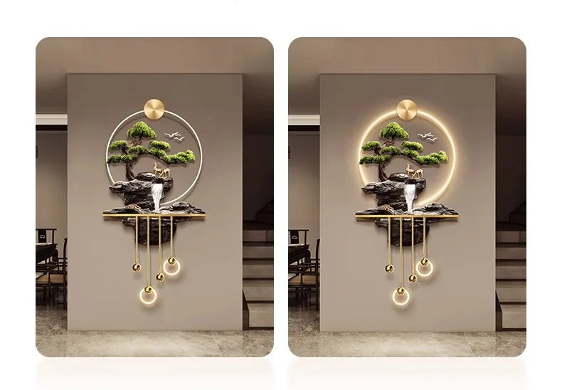 Interior Items Decorative Wall Lamp Modern LED Elk Crystal Porcelain Mural Light Living Room Hanging Paintings Lighting Home