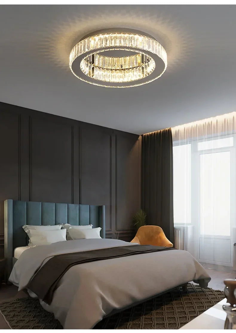 Nordic LED Crystal Circle Ceiling Lamp Chandeliers Lighting for Living Room Bedroom Home Indoor Decor Lampara techo Luminaire