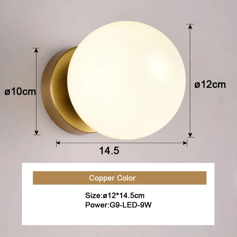 Nordic Indoor G9 9W LED Wall Lamps Decor for Living Room Bedroom with Glass Ball LED Wall Lights Wall Sconce for Home Lighting
