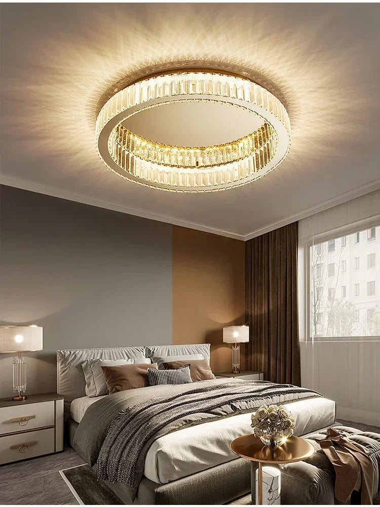 Nordic LED Crystal Circle Ceiling Lamp Chandeliers Lighting for Living Room Bedroom Home Indoor Decor Lampara techo Luminaire