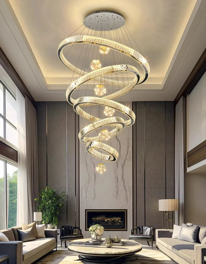 Modern home decoration crystal chandelier, stair Pendant lamp, living room Pendant lights, interior lighting