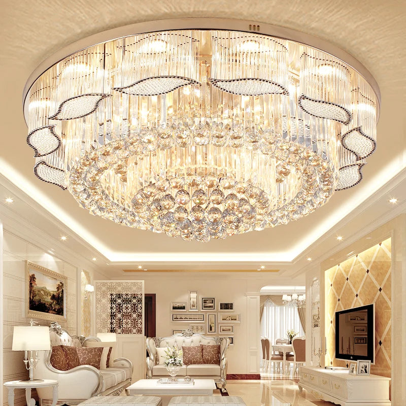 Modern Gold Square Circular Led Crystal Ceiling Lamp Living Room Hall Bedroom for Hotel  Luxurious Plafondlamp Ceiling Lights