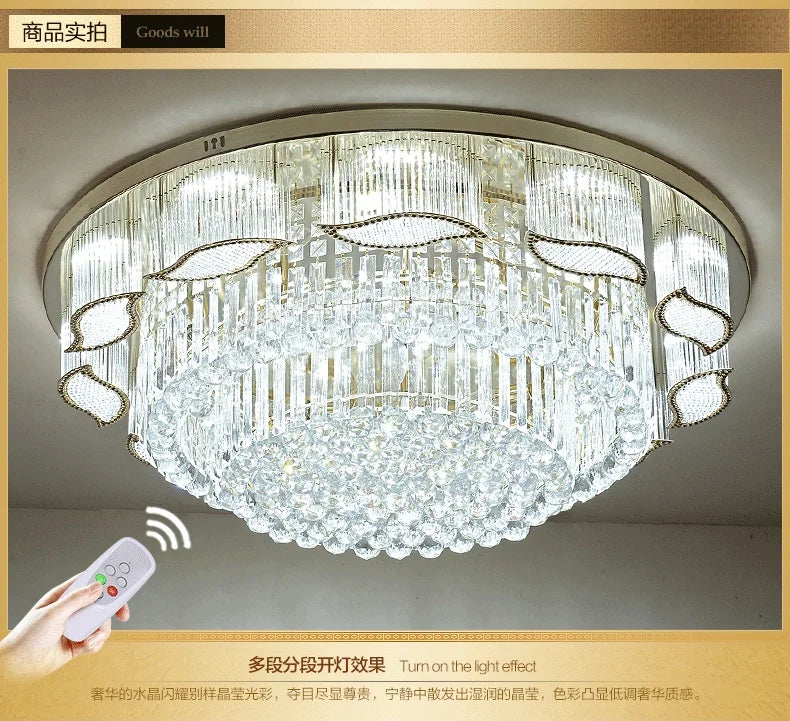 Modern Gold Square Circular Led Crystal Ceiling Lamp Living Room Hall Bedroom for Hotel  Luxurious Plafondlamp Ceiling Lights