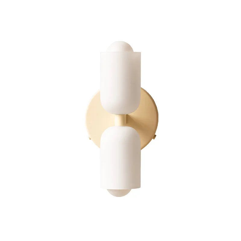 French Cream Wind Wall Lamp Double Headed Bedroom Living Room Master Bedroom High Grade Medieval Staircase Design Glass Lamp