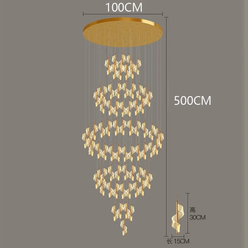 Modern LED Staircase Chandelier Living Room Villa Hall Light Luxury Long Line Spiral Duplex Building Nordic Simple Chandelier
