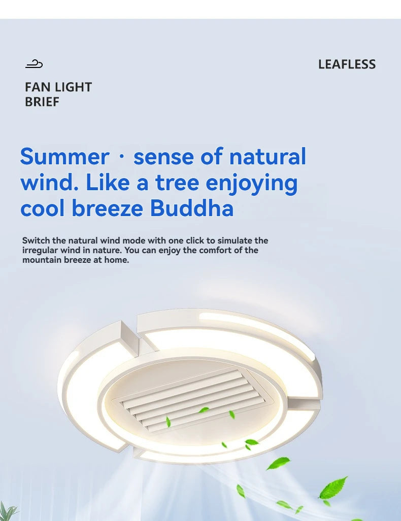 New Ceiling Fan Bladeless with Light Living Dining Room Cold Warm Mode LED Invisible Ceiling Fan Lamp Remote Control Bedroom