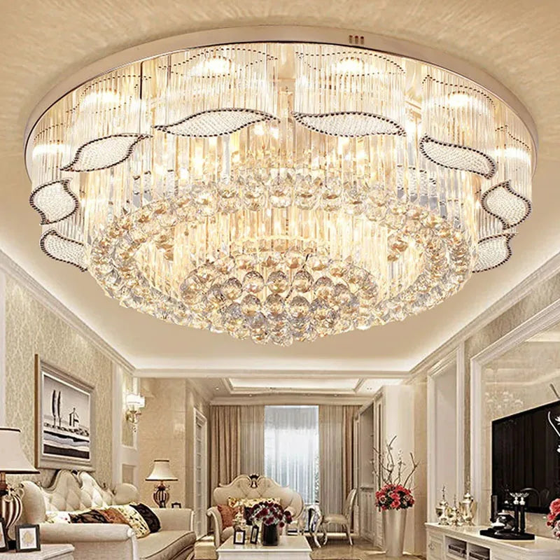 Modern Gold Square Circular Led Crystal Ceiling Lamp Living Room Hall Bedroom for Hotel  Luxurious Plafondlamp Ceiling Lights