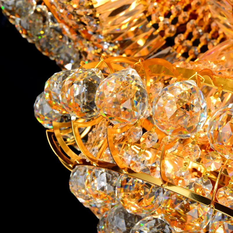 Luxury Continental Circular Golden Living Room Lobby Restaurant Crystal Hotel Decoration Elegant Ceiling Lamp Ceiling Chandelier
