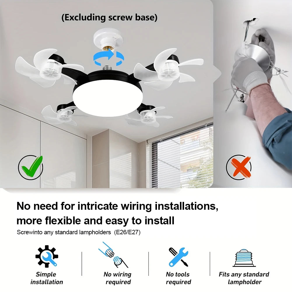 Universal Dimming Drone Fan with LED Light Remote Control Silent Ceiling Drone Fan 3 Gears for Dining Room Bedroom Living Room