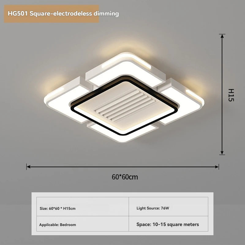 New Ceiling Fan Bladeless with Light Living Dining Room Cold Warm Mode LED Invisible Ceiling Fan Lamp Remote Control Bedroom