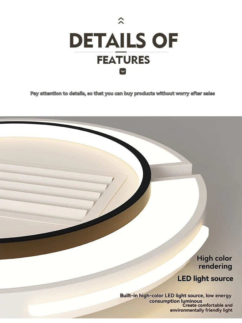 New Ceiling Fan Bladeless with Light Living Dining Room Cold Warm Mode LED Invisible Ceiling Fan Lamp Remote Control Bedroom