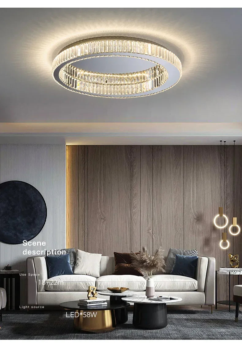 Nordic LED Crystal Circle Ceiling Lamp Chandeliers Lighting for Living Room Bedroom Home Indoor Decor Lampara techo Luminaire