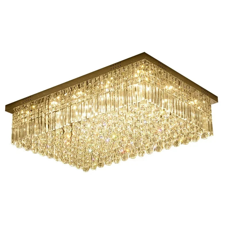 Rectangular and Square Luxurious Villa Living Room Lamp LED Crystal Ceiling Lamp Modern Restaurant Bedroom Home Decor Fixtures