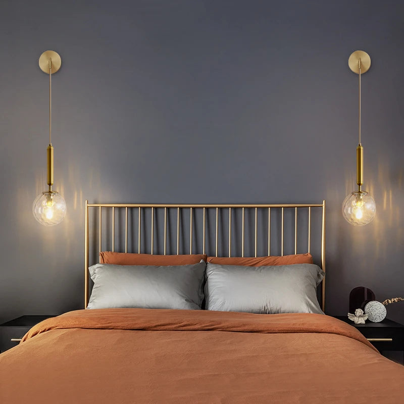 Modern Simple Glass Wall Lamp Nordic Creative LED Luxury Wall Lamps for Living Room Bedroom Bedside Wall Light Fixtures Lighting