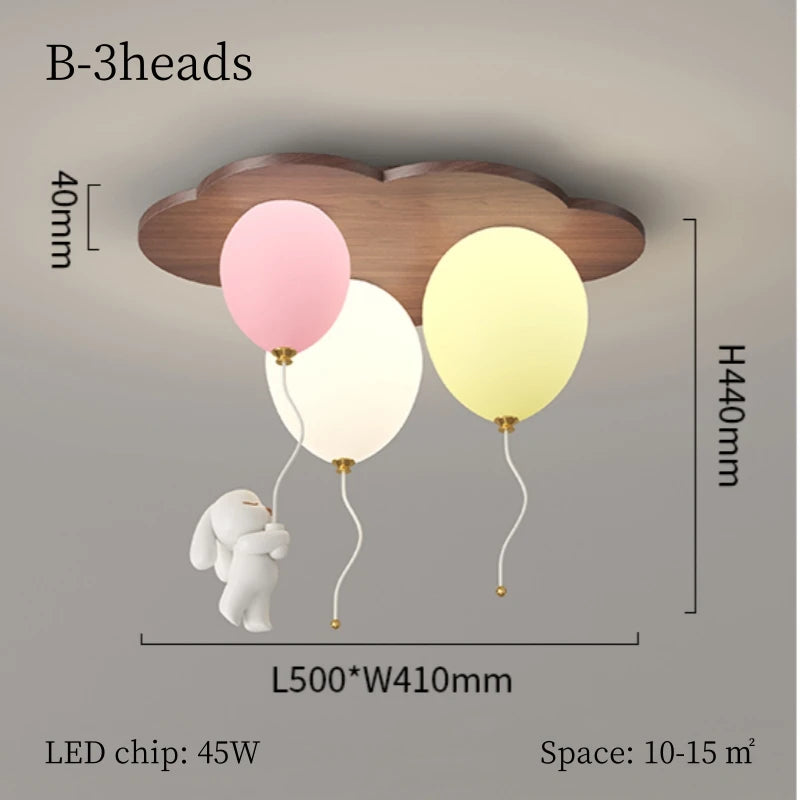 Modern Balloon LED Ceiling Lights Wooden For Children's Room Decoration Baby's Boy Girl Bedroom Lustre Creative Chandelier Lamp