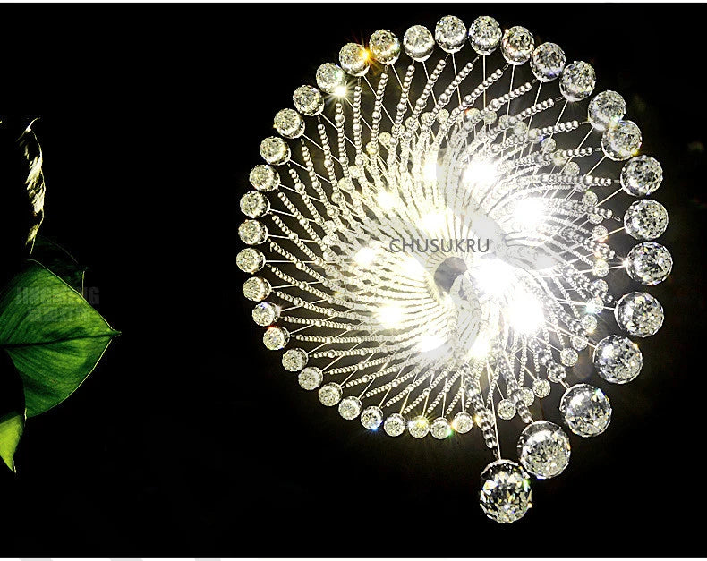 New Round Duplex Staircase Rotating Chandelier Modern Minimalist Villa Luxury Hotel Hollowed Out Long Crystal Lamp
