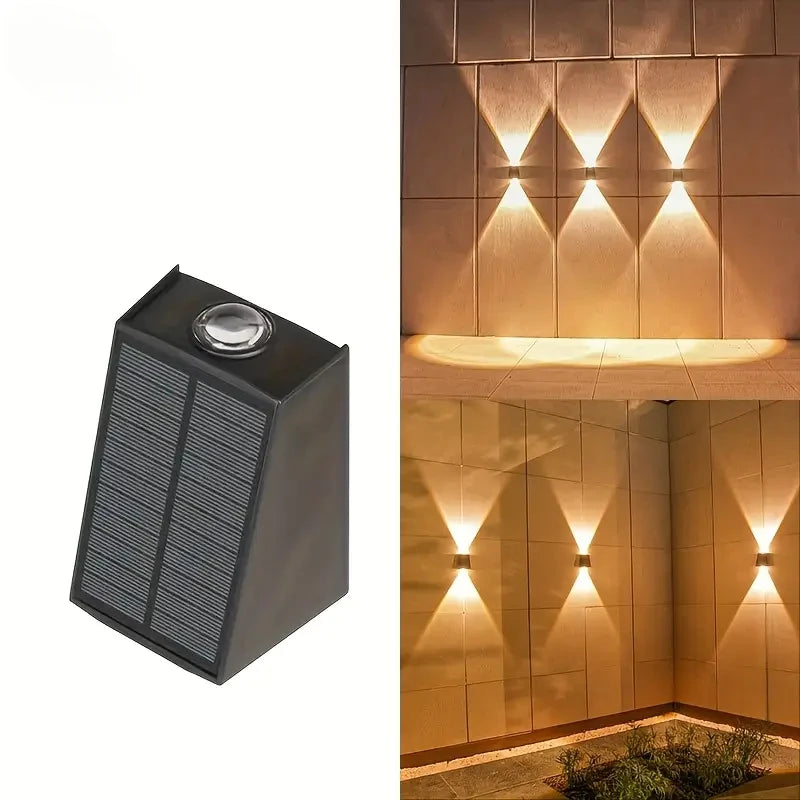 LED Solar Light Outdoor Waterproof Wall Lamp Up and Down Light Control Fence Light for Garden Street Balcony Yard Corridor Decor
