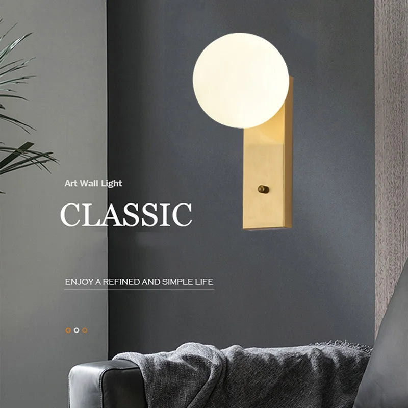 Nordic Indoor G9 9W LED Wall Lamps Decor for Living Room Bedroom with Glass Ball LED Wall Lights Wall Sconce for Home Lighting