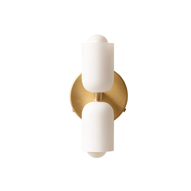 French Cream Wind Wall Lamp Double Headed Bedroom Living Room Master Bedroom High Grade Medieval Staircase Design Glass Lamp