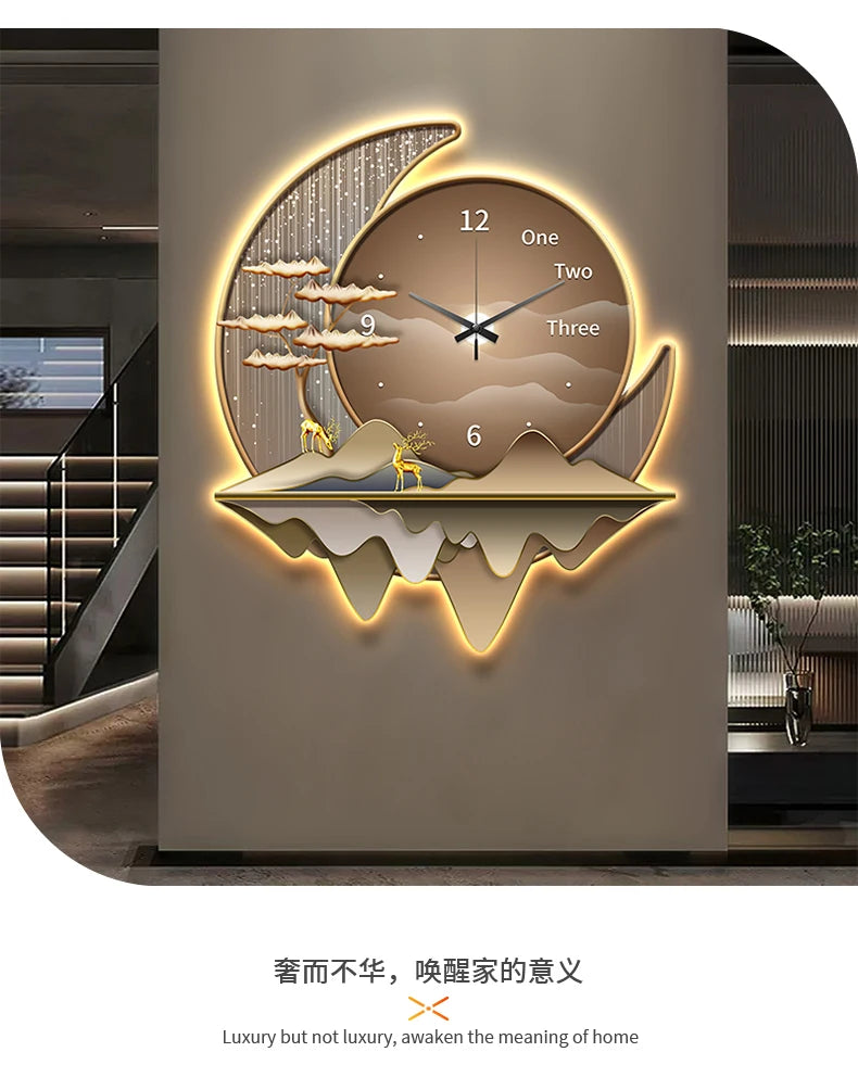 Luxury Light Creative Clock Wall Lamps Kitchen Table Decoration Painting Living Room Silent Background Lustre Home Mural Lights