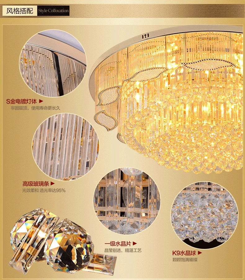 Modern Gold Square Circular Led Crystal Ceiling Lamp Living Room Hall Bedroom for Hotel  Luxurious Plafondlamp Ceiling Lights
