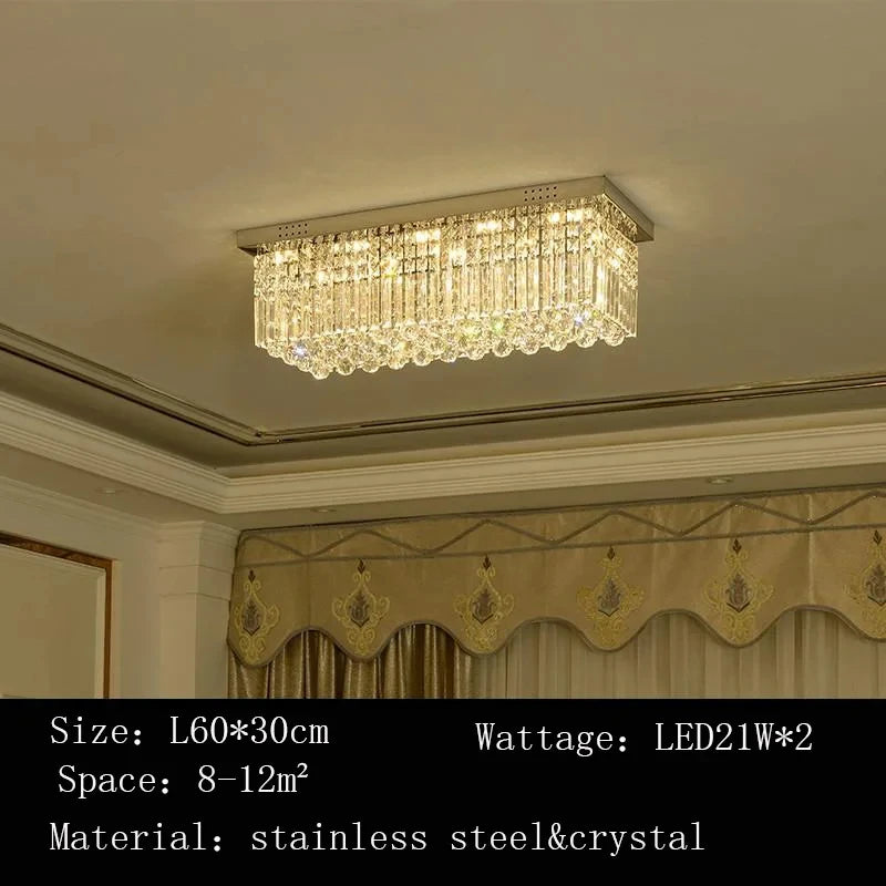 Rectangular and Square Luxurious Villa Living Room Lamp LED Crystal Ceiling Lamp Modern Restaurant Bedroom Home Decor Fixtures