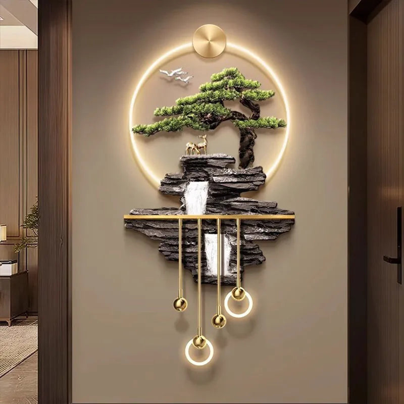 Interior Items Decorative Wall Lamp Modern LED Elk Crystal Porcelain Mural Light Living Room Hanging Paintings Lighting Home