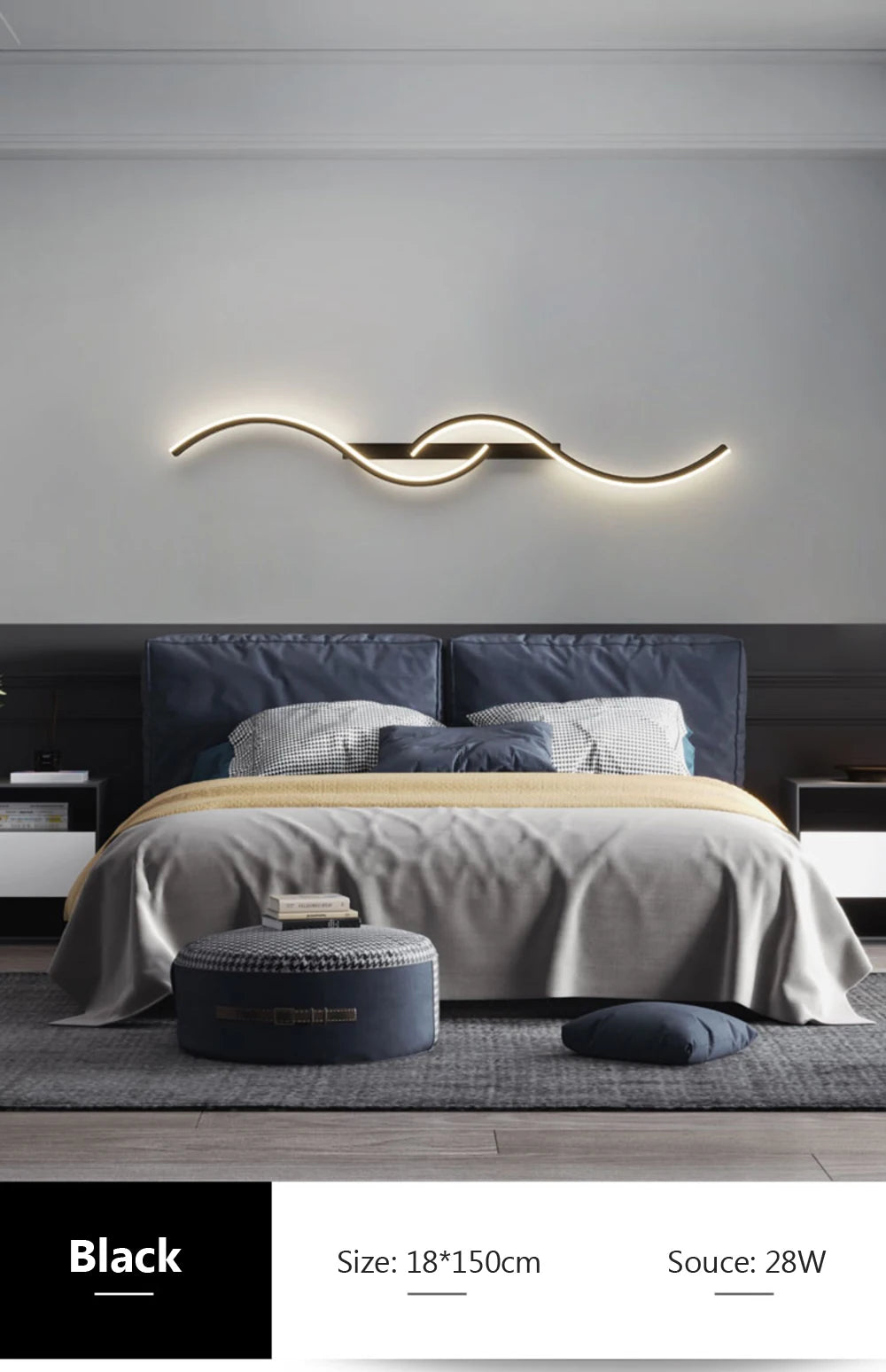 Modern LED Wall Lamp Minimalist Long-Strip Lighting Fixture For Tv Background Lighting In Living Room Bedside Lighting Bedroom